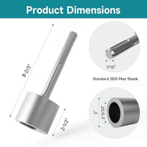 SDS Max Shank T-Post Driver, Fence Post Driver & Ground Rod Driver, 2-3/20 Inch Diameter Head, 40 Cr 8-2/3 Inch Long Ground Rod Adapter, Ideal for Driving T Posts, Fence Posts and Ground Rods