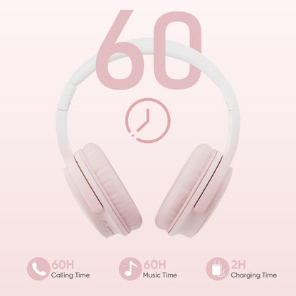 Gankoii Wireless Headphones, Bluetooth Over Ear Headsets with Microphone, Hi-Fi Audio, 60H Playtime, Touch Control, Foldable Lightweight, On-Ear Headphones for Girls Women, Travel, Work,