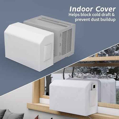 Flamorrow Outdoor Air Conditioner Cover and Indoor Air Conditioner Cover with Bag for U-Shaped Window AC Unit, Dustproof & Windproof Window AC Covers for Outside & Inside Unit Full Coverage Protection