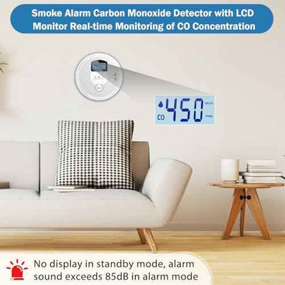 Smoke Detector and Carbon Monoxide Detector Combo with LED Indicators, 2 in 1 CO & Smoke Alarm, Battery Operated Smoke and Carbon Monoxide detectors 3-Pack