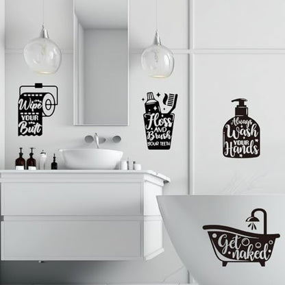 DIY Bathroom Decor Wall Stickers, Bathroom Signs Wall Decals Wall Decor, Easy to Peel and Stick Room Door Signs Art Decal for Kids Bathrooms Home Decoration (Funny Quotes)