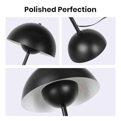 Black Floor Lamp for Living Room, 66'' Industrial Standing Lamp with Unique Metal Shade&Base Reflecting Light Tall Retro Lamp for Bedroom, Black