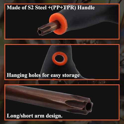 Antrader T40 Torx Screwdriver,Anti Tamper Proof Torx Key,S2 Steel T-Handle Dual End Wrench-1Pcs