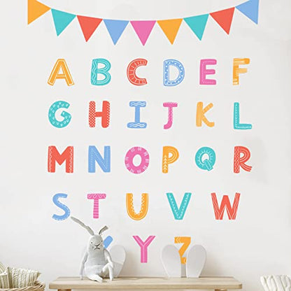 Alphabet Letters Kids Wall Stickers ABC Decals Peel and Stick Removable for Nursery Bedroom Kids Room Decor Toddler Boys D?cor ABC Letters