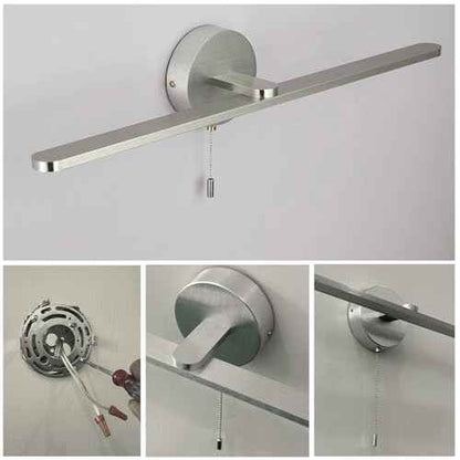 Vanity Light with On Off Switch,24 inch LED Light Vanity Bar for Bathroom Vanity Light Bar Brushed Aluminum,Modern Wall lamp Over Mirror with Pull Chain Switch