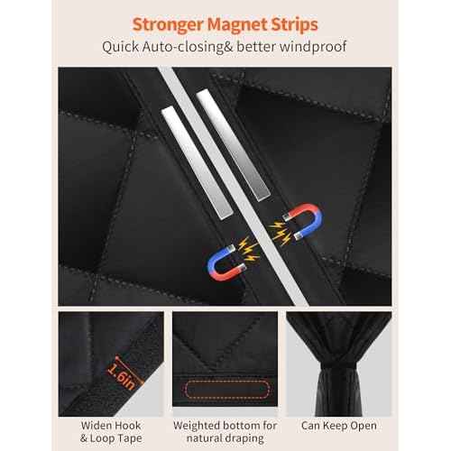 Magnetic Thermal Insulated Door Curtain for 38"x 82" Doors, Visible Door Cover for Heat Insulation, Magnetic Closure Thick Blanket for Doorway to Keep Warm in Winter Cool in Summer