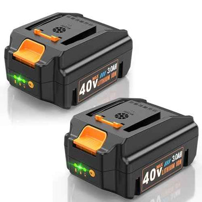 2 Packs 40V 3Ah Replacement Battery for Worx 40V Battery WA3580 - Compatible with Worx 40 Volt Cordless Tools WG180 WG280 WG380 WG580 & Charger WA3747 WA3877 (Not Fit 2x20V Tools & Nitro Series WG185)