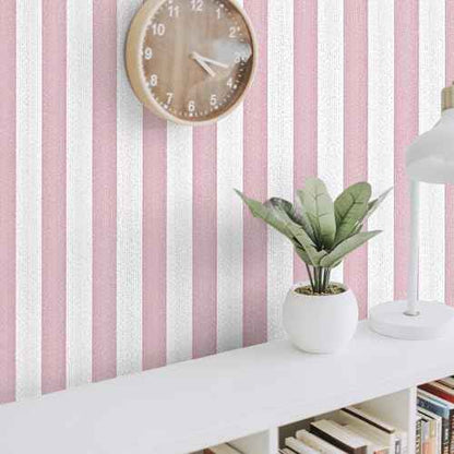 Pink Stripe Peel and Stick Wallpaper 15.7" x 118" Pink and White Self-Adhesive Wallpaper Removable Waterproof Contact Paper for Cabinets,Bedroom,Nursery,Accent Wall