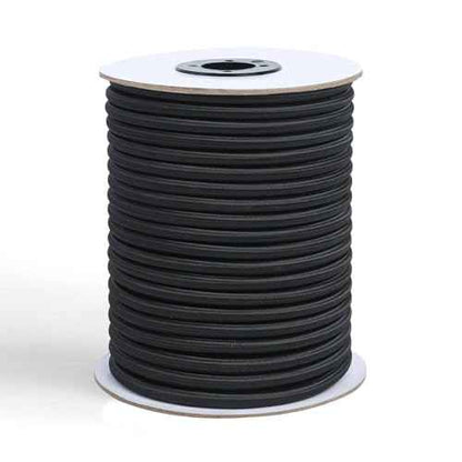 Strong and Durable Bungee Cord - 3/8" x 100ft Elastic Cord, Kayak Stretch String Rope, Bungee Shock Cords for Repairing Tent Poles, DIY, Tie Downs, Black