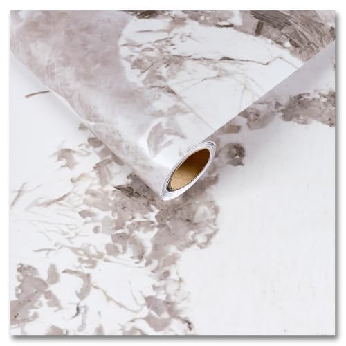 CRE8TIVE Matte Onyx White Marble Contact Paper for Cabinets Drawers 12"x80" Marble Wallpaper Peel and Stick Countertops Waterproof Self Adhesive Granite Countertop Contact Paper for Kitchen Table Desk