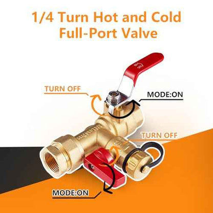 (Set of 1 Kit) HeSun 3/4" FIP X 3/4" FIP IPS Isolator Tankless Water Heater Service Valve Kit, with Pressure Relief Valve
