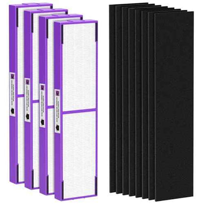 FLT5250PT True HEPA Replacement Filter C Pet, Compatible with Germ-Guardian AC5250PT, AC5000E, AC5300B, AC5350W, AC5350B, CDAP5500 Air Purifiers, 4 HEPA Filter and 8 Pre-Filters