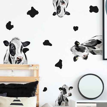 Funny Cows and Cow Print Wall Stickers, sacinora Modern Cow Spot DIY Wall Decals Removable Black Vinyl Peel and Stick for Living Room Bedroom Bathroom Door Furniture Nursery Art Home Decorations