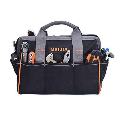 MEIJIA Tool Bags Waterproof Multi-Compartment Pocket Tradesman's Wide Mouth Storage Tool Bag,Fit for Home,Workshop,Job Site (13")