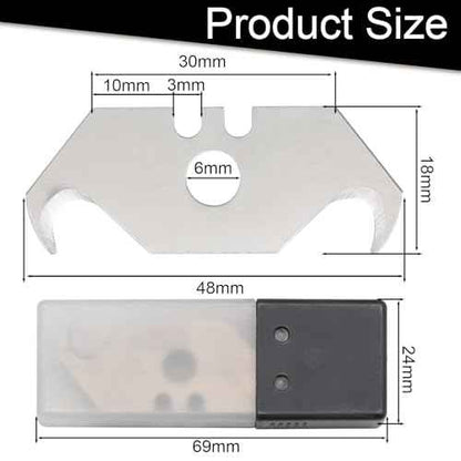 50 Pcs Utility Knife Hook Blades, SK5 Steel Utility Hook Blades Razor Blades Box Cutter Blades with Plastic Case Utility Knife Blades Replacement Blades for Carpet, Roofing, Box Cutter