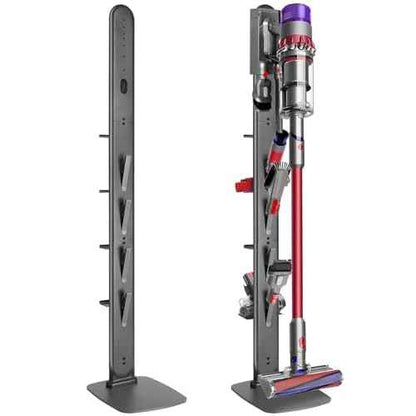 Haturi Premium Vacuum Stand for Dyson Gen5 V15 V12 V11 V10 V8 V7 V6, Metal Attachment Holder with 4 Hooks & 4 Shelves, Hidden Cord Design, Space-Saving Storage Organizer for Dyson Cordless Vacuums