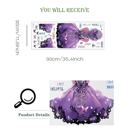 Purple Ponytail Girl Inspirational Wall Stickers, sacinora Motivational Lettering Quotes DIY Butterfly Wall Decals Removable Vinyl Peel and Stick for Kids Baby Nursery Bedroom Playroom Art Decoration