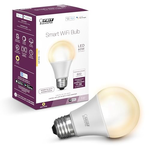 Feit Electric Smart Light Bulbs with RGB Color Changing and Tunable White, 2.4Ghz WiFi Light Bulbs, No Hub Needed, Works with Alexa and Google, Dimmable 60 Watt = LED 9W, OM60/RGBW/CA/AG/3, 3 Pack