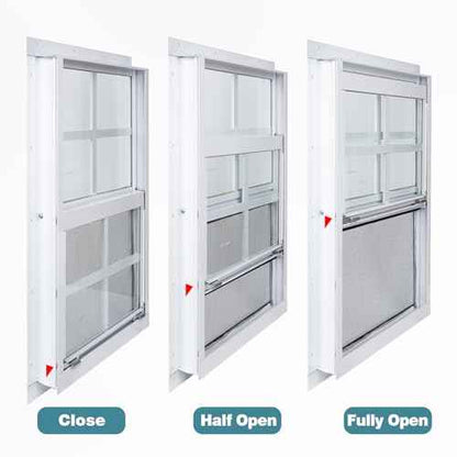 Melkus 2 Pack Shed Windows, 12"x18" Flush Mount Chicken Coop Windows with Thicker Tempered Glass and Screen, Sliding Windows for Chicken Coop, Shed, Garage, Playhouse, Barn,Greenhouse, White