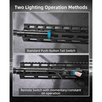 EZshoot 1800 Lumens Tactical Rifle Flashlight with Pressure Switch, Tactical Flashlight for Rifle Compatible with M-Rail, Rifle Flashlight with Strobe Mode for Home Defense, Hunting
