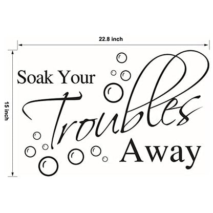 Lchen Soak Your Troubles Away Wall Sticker PVC Wall Decal Bathroom Background Decor Removable(Black)