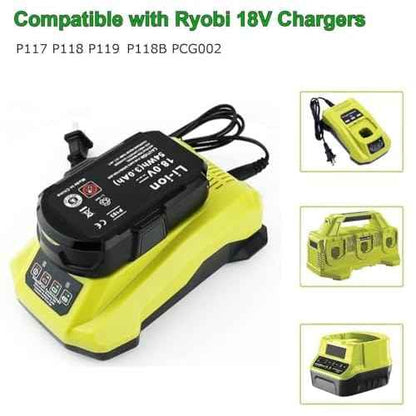 Upgraded 3000mAh Replacement for Ryobi 18V Battery 2Pack, Compatible with Ryobi 18V ONE+ Battery P103 P102 P105 P107 P108 P109 P122 18 Volt Lithium Cordless Power Tools