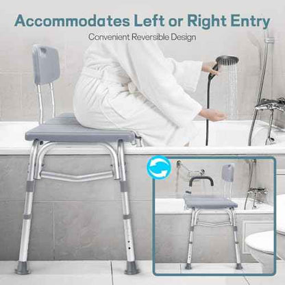 TABEKE Tub Transfer Bench for Bathtub, 500lb Shower Chair with Backrest & Armrest, Height Adjustable Shower Bench, Tool Free Assembly Shower Seat for Elderly and Disabled-Gray