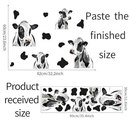 Funny Cows and Cow Print Wall Stickers, sacinora Modern Cow Spot DIY Wall Decals Removable Black Vinyl Peel and Stick for Living Room Bedroom Bathroom Door Furniture Nursery Art Home Decorations