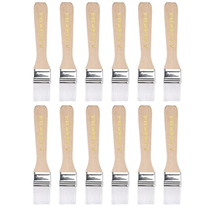 uxcell 6" Paint Brush 1" Width Soft Nylon Bristle with Wood Handle for Wall, Cabinets, Fences White 12Pcs