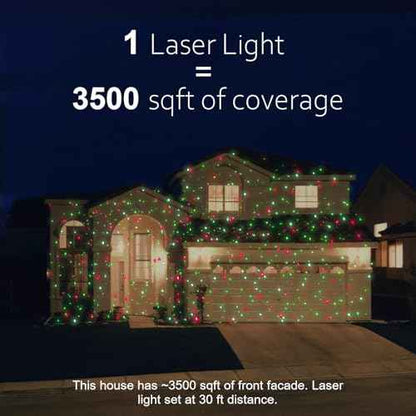 Christmas Projector Laser Lights Outdoor - Outlet Timer and Remote Included - 18 Patterns - Red and Green