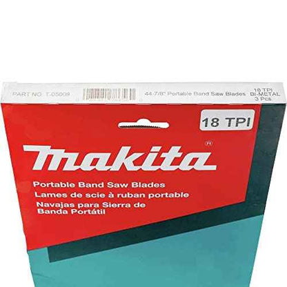 Makita T-05608 44-7/8" 18 TPI Bi-Metal Portable Band Saw Blade, 3/pk