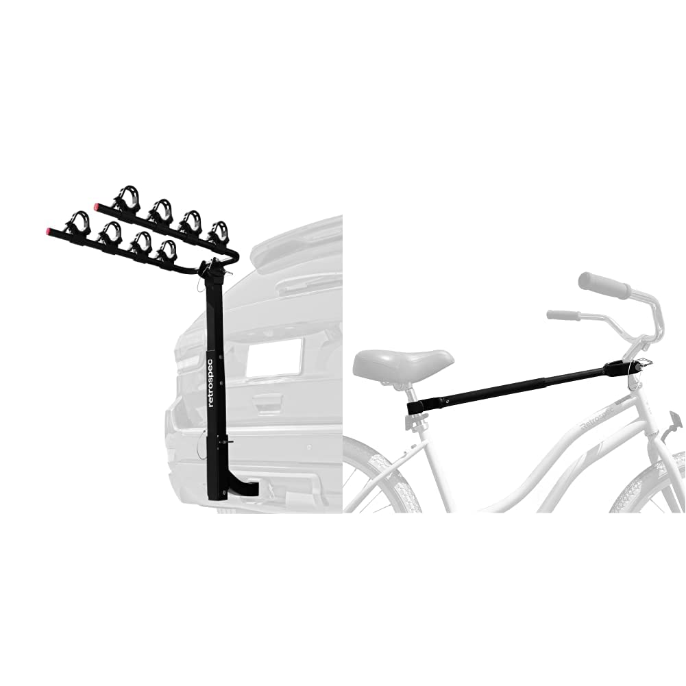 Retrospec Lenox 2-5 - Bike Hitch Rack for Cars, Trucks, SUVs with 2” Hitch | Foldable Steel Frame, Tie Down Cradles and Straps & Bike Rack Cross-Bar Top Tube Adjustable Adapter, 18"-28"