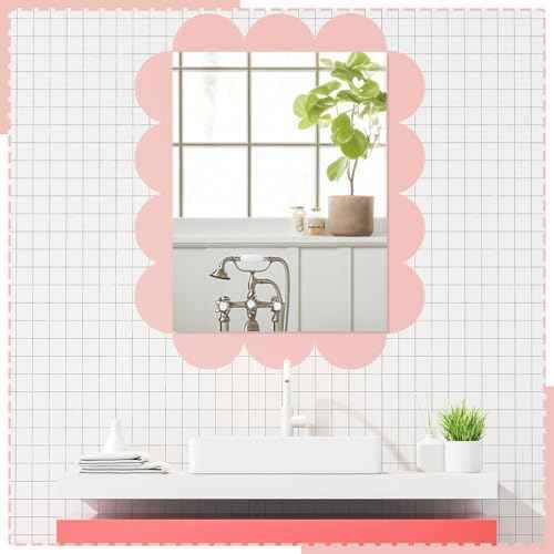 Nuanchu 10 Pcs Pink Peel and Stick Scallop Border Decal Trim 15. 75 Inch Boho Giant Scalloped Edge Wall Sticker Waterproof Vinyl Wall Decals for Kids Girls Bedrooms Playroom Nursery Classroom