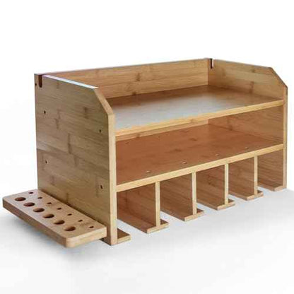 DupliM Bamboo Wall-Mounted Power Tool Organizer, Power Drill Holder and Tool Storage Rack - FSC-Certified ? Assembly Required