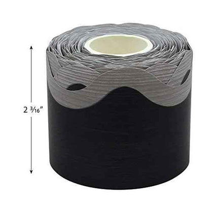 Teacher Created Resources Modern Farmhouse Black with Gray Scalloped Rolled Border Trim ? 50ft - Decorate Bulletin Boards, Walls, Desks, Windows, Doors, Lockers, Schools, Classrooms, Homeschool