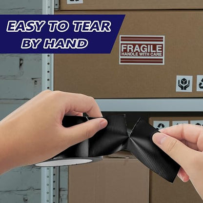 Black Duct Tape Heavy-Duty Waterproof Duct Tape- Strong Adhesive, Waterproof, Residue-Free, 2 Inches x 22 Yards, for Repairs and Industrial Use (2-Pack)