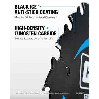 CRALY 7-1/4 Inch 24 Teeth Wood Cutting Framing Circular Saw Blade, 5/8 Inch Arbor, Carbide Tipped, Thin Kerf, Black Ice¢â Coating, for Plywood, MDF, OSB, Laminated(C0724FR)