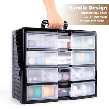 Screw Organizer Small Parts Cabinet Chest, 16-Drawer Hardware Electronics Nuts Bolts Storage Drawers Organization Toolbox Garage Craft Teacher Beads Scrapbook Art Hobby (Black)