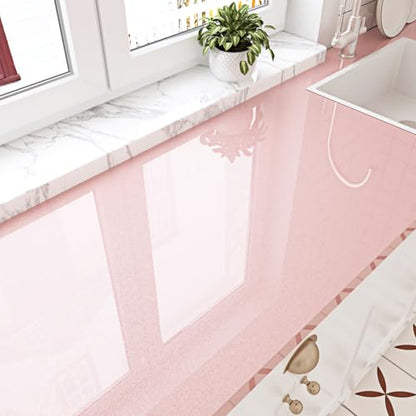 15.8''x80'' Glossy Pink Contact Paper for Countertops Shiny Pink Peel and Stick Wallpaper Self Adhesive Glitter Contact Paper for Cabinets Bathroom Dresser Table Vinyl Film Wall Stickers