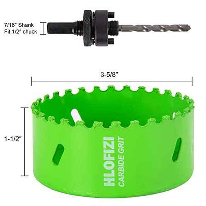 3-5/8 Inch Carbide Grit Hole Saw Cutting Through Stucco, Plaster, Cement Board, Drywall, PVC with 1-1/2" Depth, Up to 3X Faster