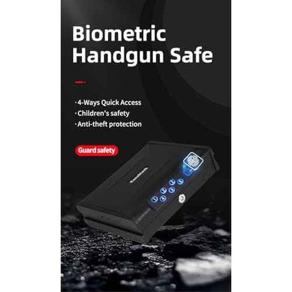 Biometric Gun Safe with 3 Unlock Ways - ¡Â0.1s Fast Fingerprint Access, Voice Prompt Function, Secure Steel Lockbox, Fits Handguns & Revolvers, Perfect for Living Room, Bedroom Storage & In-Car Use