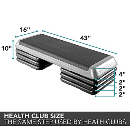 The Step Freestyle Grey Aerobic Platform, Health Club Size Steppers for Exercise