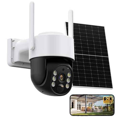 Solar Security Cameras Wireless Outdoor, 2K 360¡Æ View Battery Powered Outdoor Camera, Solar Outdoor Camera with PIR Motion Detection,Color Night Vision,2-Way Talk,IP65,Siren Alarm£¨1-Pack£©