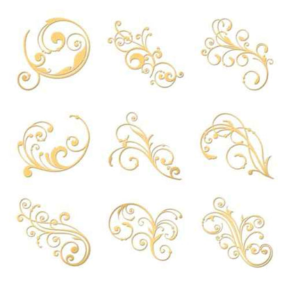 OLYCRAFT 9pcs 1.6x1.6 inch Golden Metal Stickers Damask Metal Stickers Self Adhesive Flourishes Stickers Golden Epoxy Stickers Pyramid Sticker for DIY Scrapbooks Epoxy Resin Phone Decoration