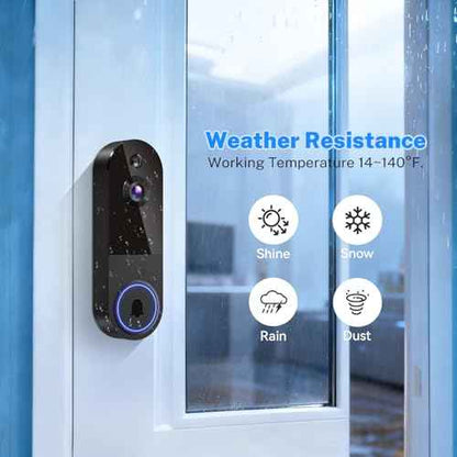 1080p Wireless Video Doorbell Camera with Receiver, AI Human Detection, 2-Way Audio, Night Vision, Cloud Storage, Real-Time Alerts, Rechargeable Battery Powered, 2.4G Wi-Fi Only