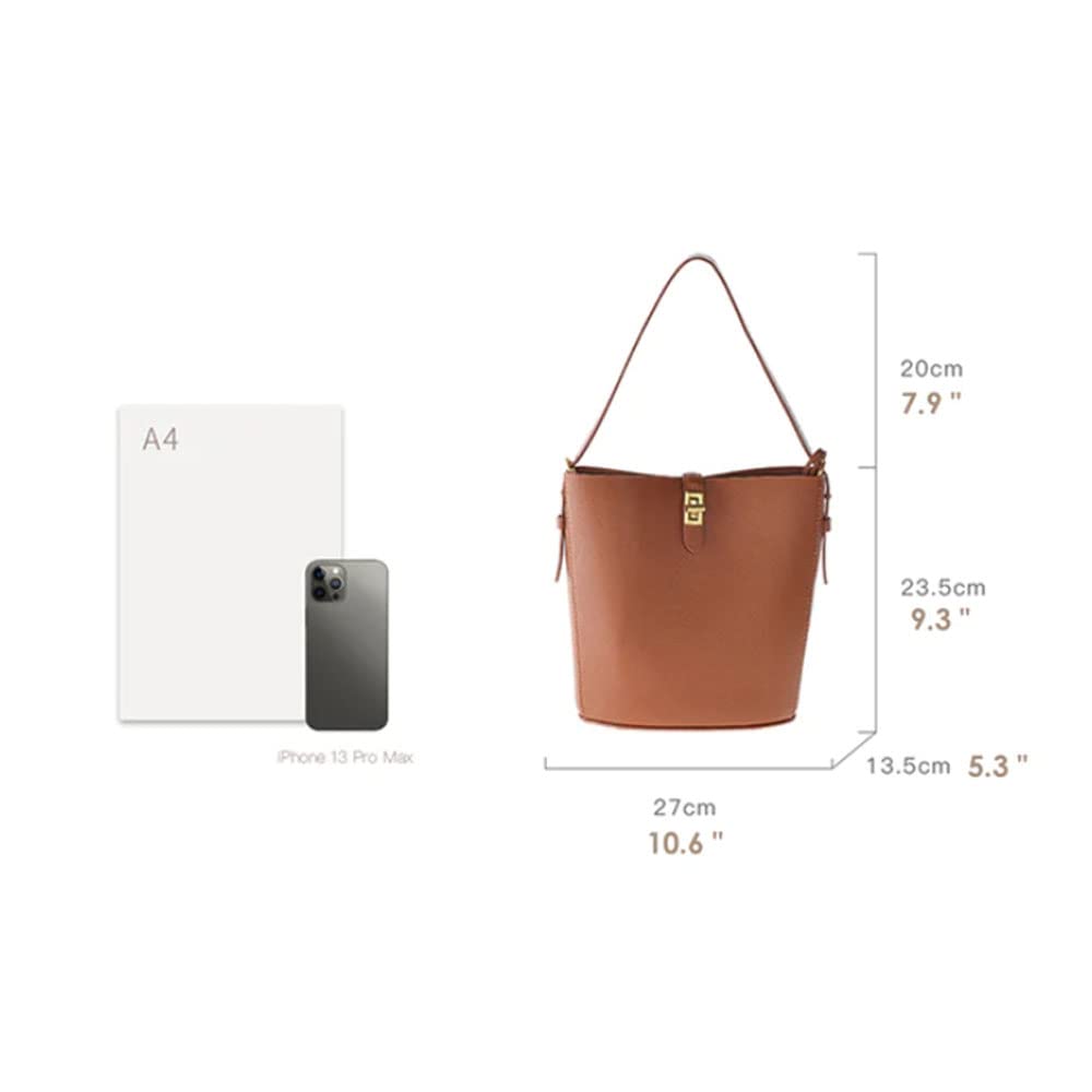 POPSEWING Leather Simple Bucket Crossbody Bag Kits, DIY Shoulder Purse with Sewing Kit, DIY Handmade Bag Kit for Mom Girlfriend (Brown)