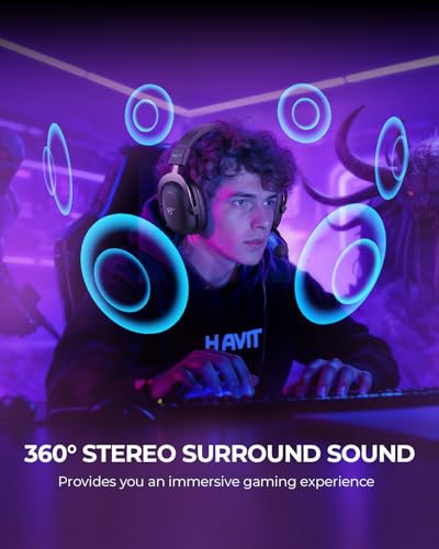 havit H2002d Gaming Headsets for PS4,PC, 53MM Drivers Surround Sound PS5 Headset with Mic Gaming Headphones with Mic Durable Aluminum Frame Valentines Gifts for Men