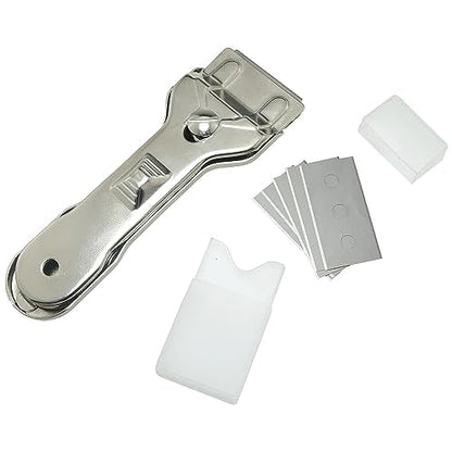 All Metal Heavy Duty Scraper Tool (5 blades) for Removing Stains and Cleaning Stovetops Countertops Appliances and Glass Debris