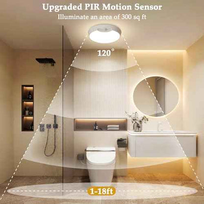 TOOWELL Rechargeable Motion Sensor Light with Remote, Battery Operated Ceiling Light 8000mAh, Wireless Motion Activated Light Indoor for Closets Shower Pantry Stairs Hallway 2 Pack
