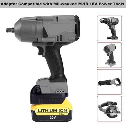 Adapter Compatible with Dewalt 20V Max Battery to Replacement for M-18 18V Battery, DW18ML Adapter Compatible with Mil-Waukee 18V Cordless Power Tools